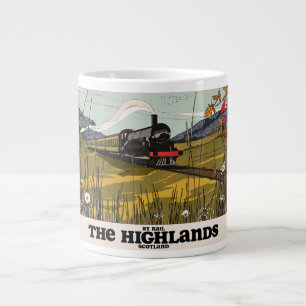 Caneca De Café Grande O Cartaz de Viagem das Terras Altas da Escócia