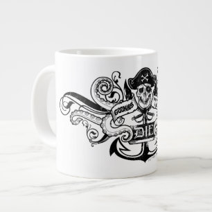 Caneca De Café Grande O Crachá Pirata "Nunca Diga Morrer"