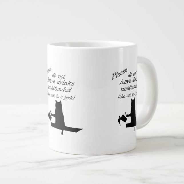 Caneca De Café Grande O Gato é um Idiota (Frente Esquerda)