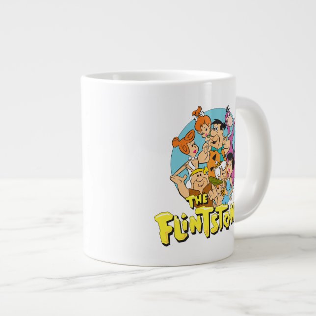 Caneca De Café Grande O Gráfico da Família Flintstones e Rubbles (Frente Esquerda)