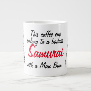 Caneca De Café Grande O Homem Bun Samurai Humor Mug