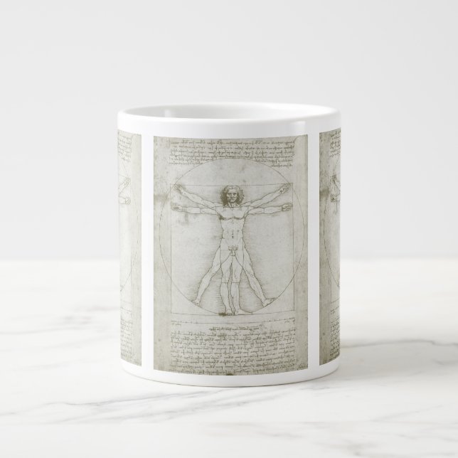 Caneca De Café Grande O Homem Vitruviano de Leonardo da Vinci (Frente)