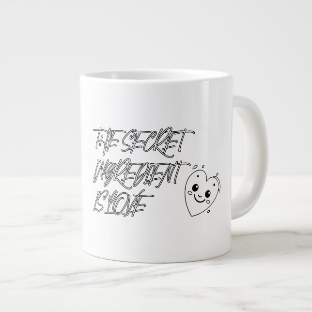 Caneca De Café Grande O Ingrediente Secreto é AMOR (Frente Esquerda)
