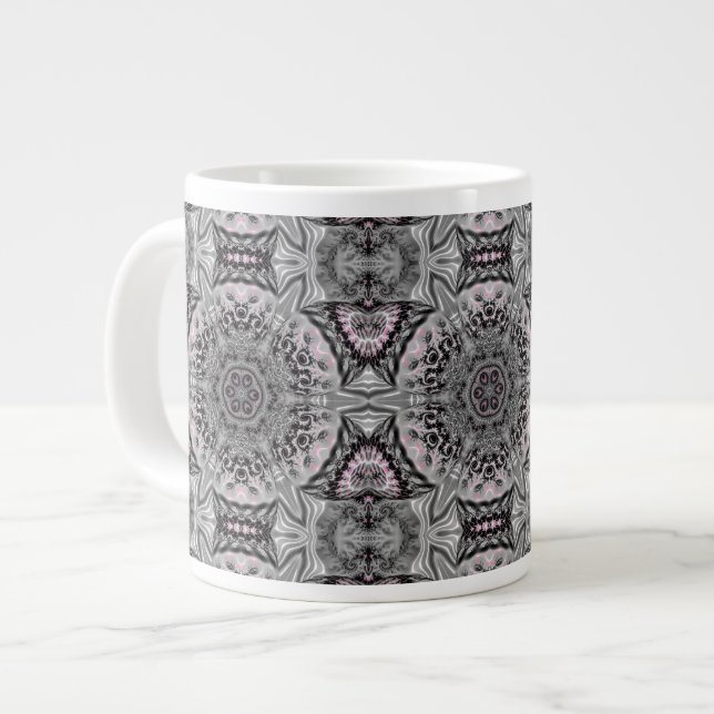 Caneca De Café Grande O Jardim Fractal de Prata (Frente Esquerda)