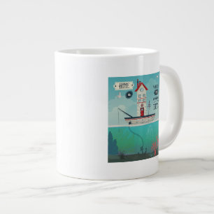 Caneca De Café Grande O Lado É Onde O Âncora Cai