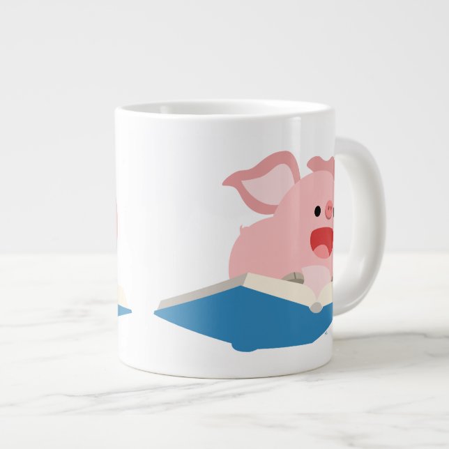 Caneca De Café Grande O Livro Voador e o Cartoon Pig Jumbo Mug (Frente Esquerda)