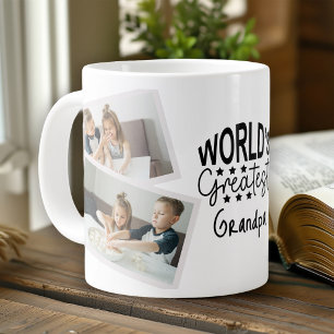 Caneca De Café Grande O Melhor Avô do Mundo 4 Foto Colagem Personalizada