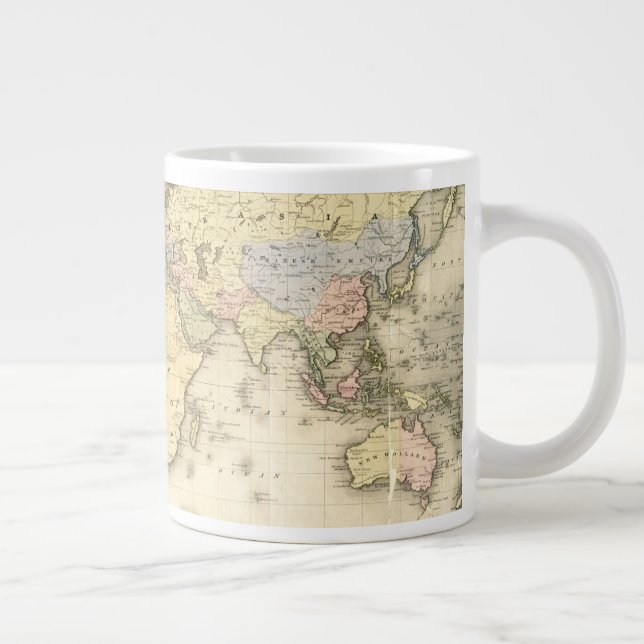 Caneca De Café Grande O Mundo em Projeção do Mercator| 1840 (Direita)