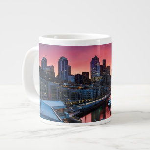Caneca De Café Grande O nascer do sol no cais 66 olhando para baixo no p