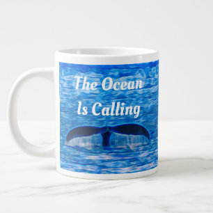 Caneca De Café Grande O oceano chama-se Oceano Azul de Cauda de Baleia
