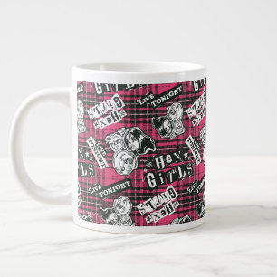 Caneca De Café Grande O padrão de Xadrez das garotas hexadecimais