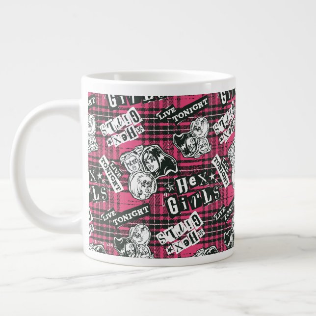 Caneca De Café Grande O padrão de Xadrez das garotas hexadecimais (Esquerda)