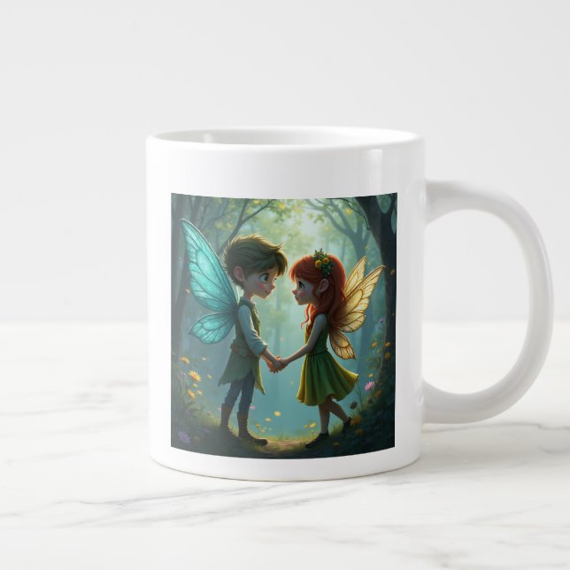 Caneca De Café Grande O par da fada de amor Mugs (Direita)