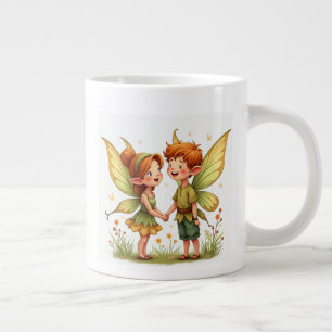 Caneca De Café Grande O par da fada de amor Mugs