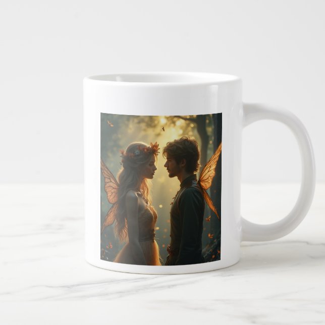 Caneca De Café Grande O par da fada de amor Mugs (Direita)