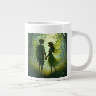 Caneca De Café Grande O par da fada de amor Mugs
