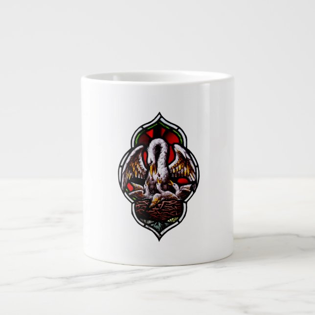 Caneca De Café Grande O Pelicano como símbolo cristão (Frente)