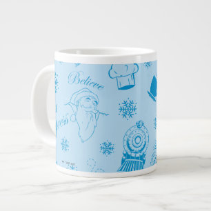 Caneca De Café Grande O Polar Express   Padrão de Ícone de Feriado Azul