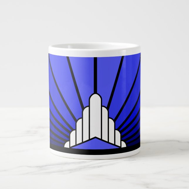 Caneca De Café Grande O sol da arte em azul (Frente)