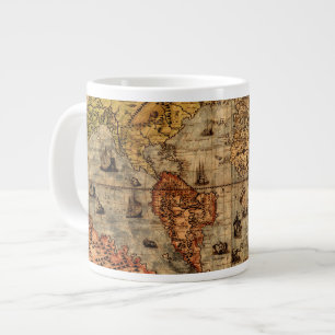Caneca De Café Grande O velho mapa do mundo de Colombo, Jumbo Soup Mug