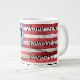 Caneca De Café Grande Obrigado aos veteranos da América com bandeira e