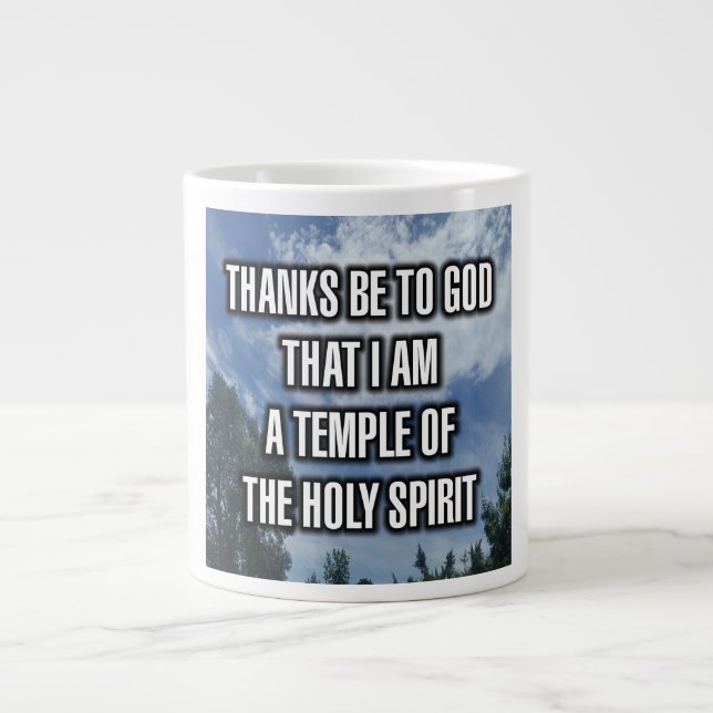 Caneca De Café Grande Obrigados São Para Deus Que Eu Sou Um Templo Do... (Frente)
