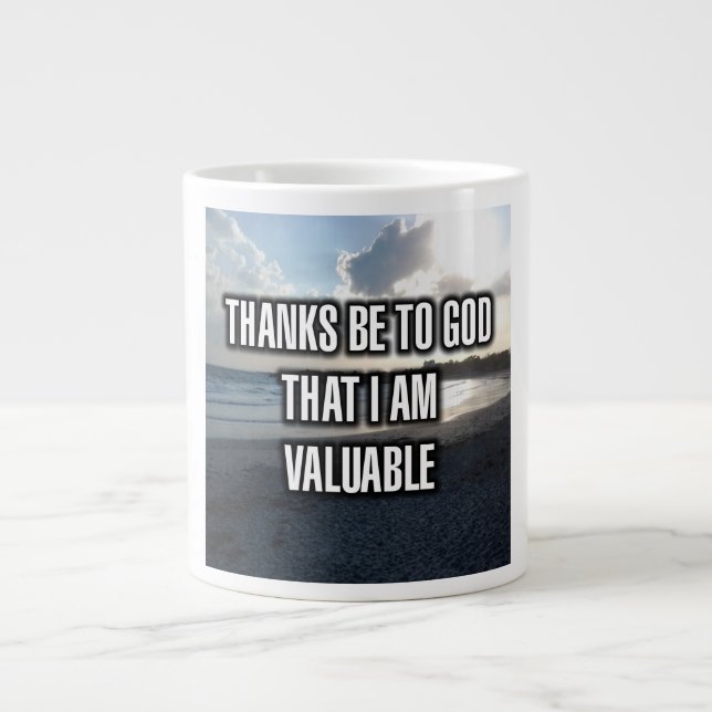 Caneca De Café Grande Obrigados São Para Deus Que Eu Sou Valiosa Mug (Frente)