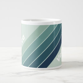 Caneca De Café Grande Ocean Green Nostalgic Striped with Name