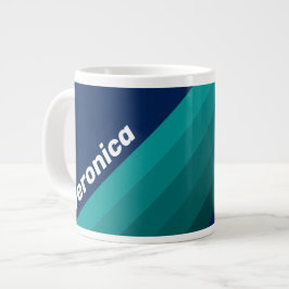Caneca De Café Grande Ocean Tide Stripes with Name