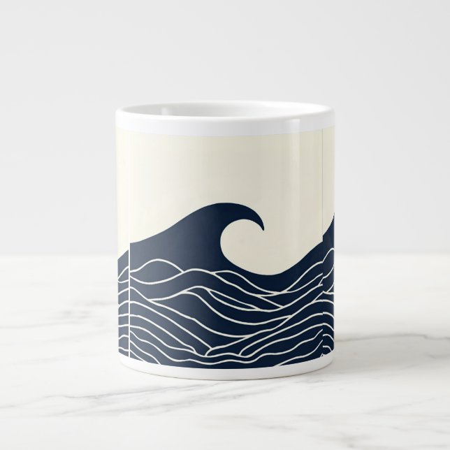Caneca De Café Grande Ocean Wave Silhouette Coastal Mug (Frente)