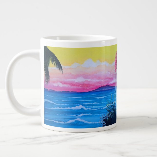 Caneca De Café Grande Oceano do Pôr do Sol  (Esquerda)