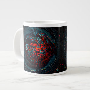 Caneca De Café Grande Oceano Inferno - Brilho Vermelho