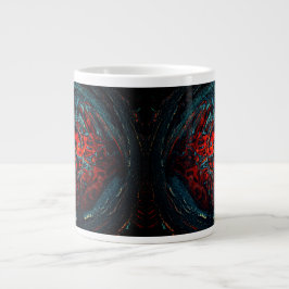 Caneca De Café Grande Oceano Inferno - Brilho Vermelho