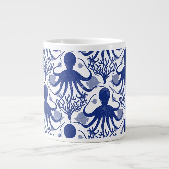 Caneca De Café Grande Octopus (fundo leve) (Frente)