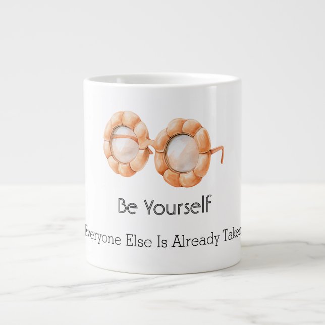 Caneca De Café Grande Óculos de Abóbora Seja Você Mesmo (Frente)