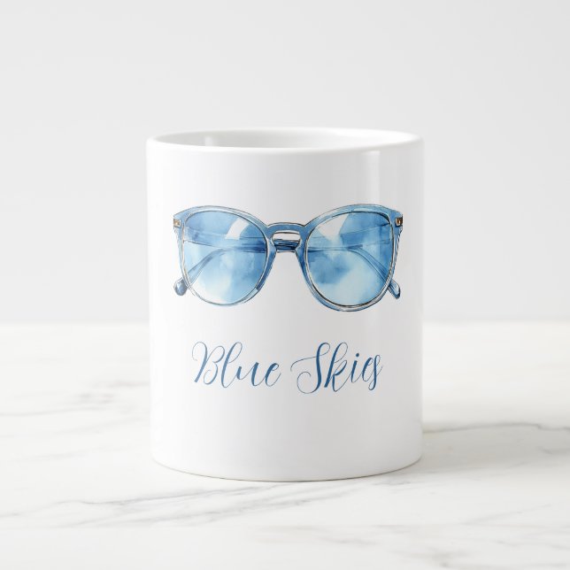 Caneca De Café Grande Óculos de Sol Blue Skies (Frente)
