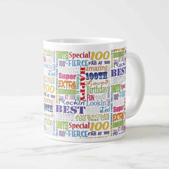 Caneca De Café Grande Ofertas especiais e exclusivas de 100 Festas de an (Frente Esquerda)