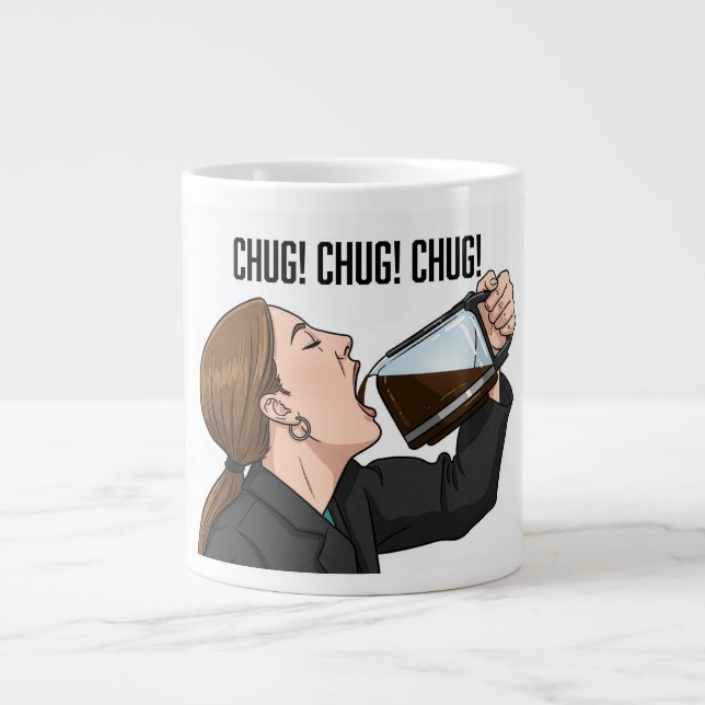Caneca De Café Grande Office Woman Chugging Coffee From Pot Humor (Frente)