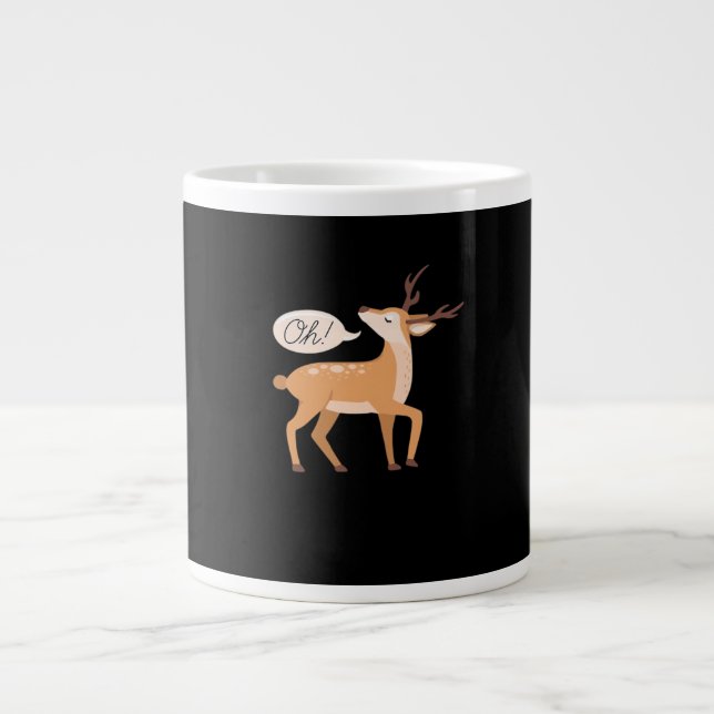 Caneca De Café Grande Oh Deer Minimal Clean Aesthetic  (Frente)