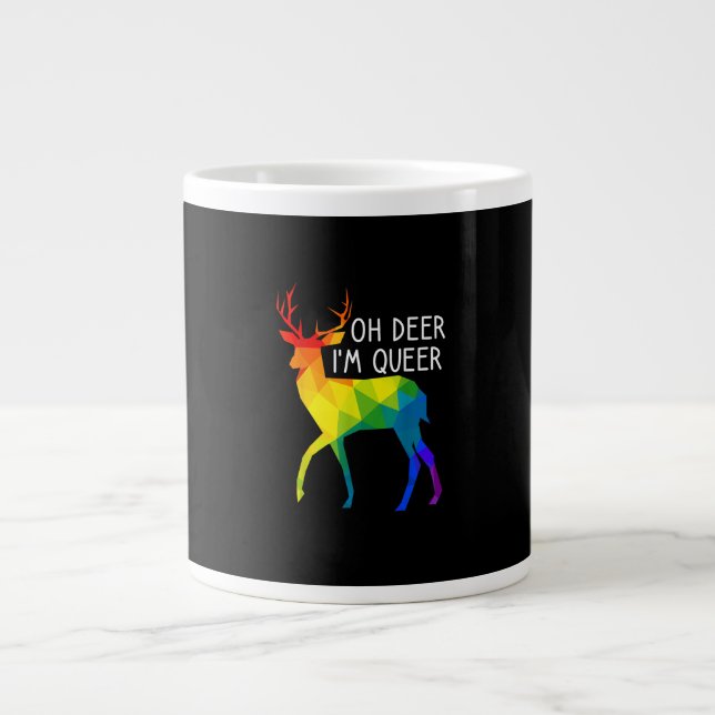 Caneca De Café Grande Oh Deer Queer LGBTQ Pride Celebration Month  (Frente)