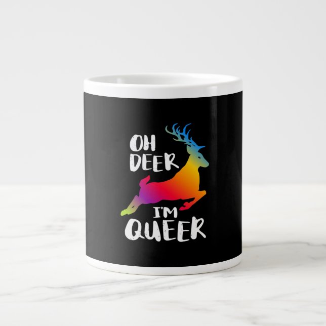 Caneca De Café Grande Oh Deer Queer Pride Minimal Artistic Style  (Frente)