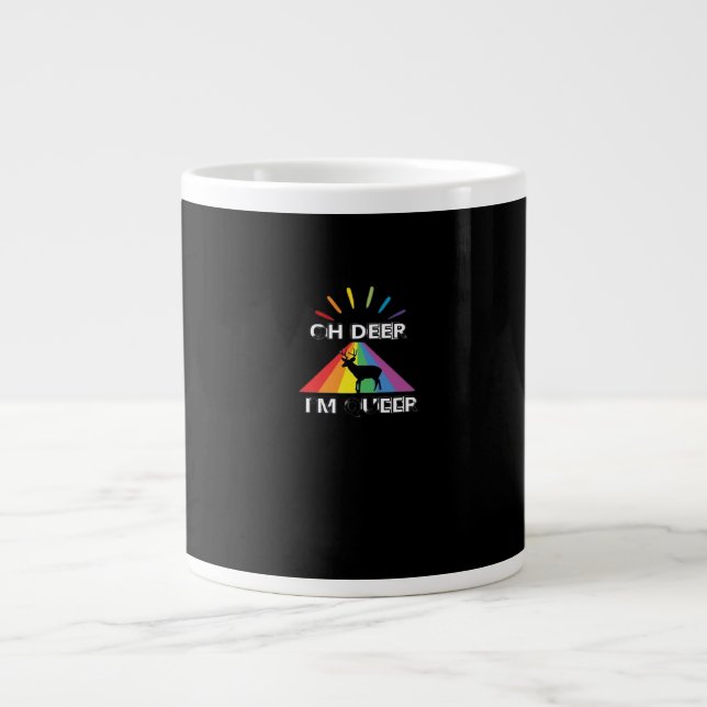 Caneca De Café Grande Oh Deer Queer Trendy Aesthetic Design  (Frente)