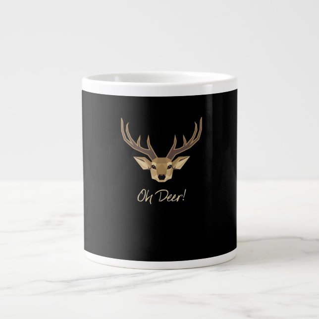 Caneca De Café Grande Oh Deer Whimsical Artistic Expression  (Frente)