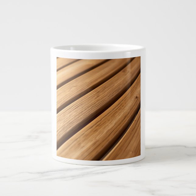 Caneca De Café Grande Oiled Ash Wood Slats Japandi Texture (Frente)