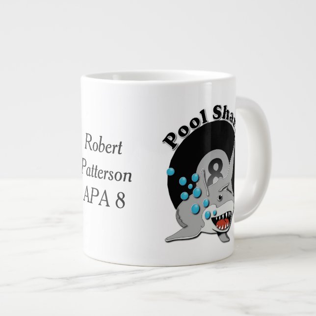 Caneca De Café Grande Oito Tubarão Piscina (Frente Esquerda)