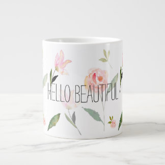 Caneca De Café Grande Olá Linda Watercolor Floral