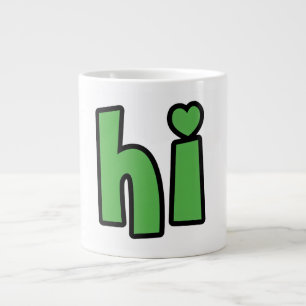 Caneca De Café Grande Olá Neon, Coração Incluído 🌿 Brilho no Escuro "Oi