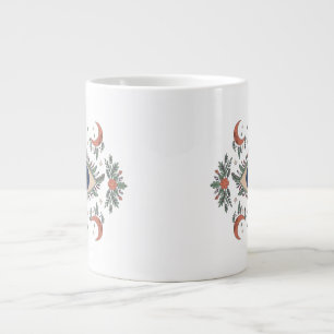 Caneca De Café Grande Olho mau místico e lua crescente celestial branco