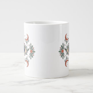 Caneca De Café Grande Olho mau místico e lua crescente celestial branco