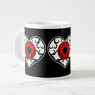 Caneca De Café Grande Olho vermelho no coração em preto